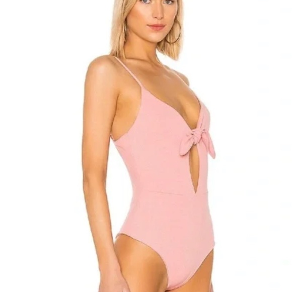 NWOT Revolve Charlie Tie Front Bodysuit in Blush - Picture 3 of 5